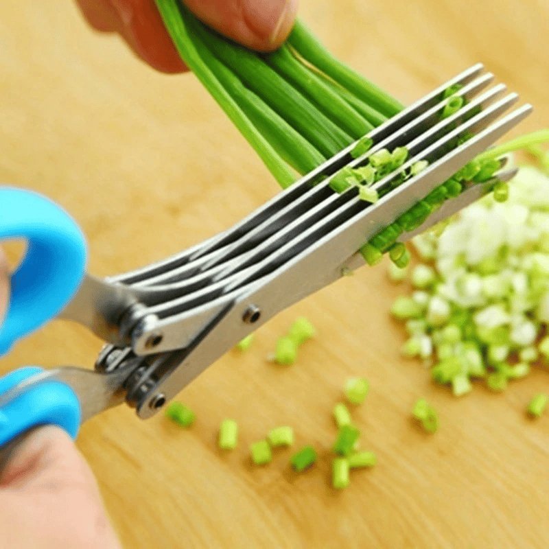 【LAST DAY SALE】5 Blade Kitchen Salad Scissors (Buy 1 Get 1 Free)